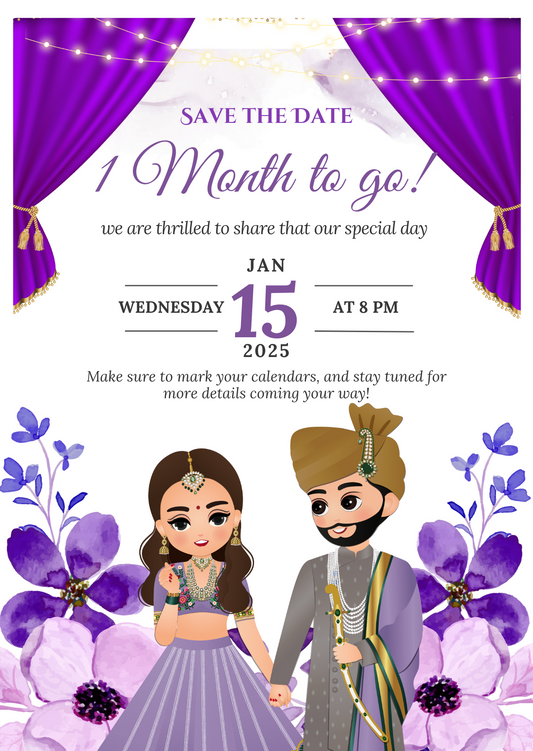 Purple Watercolor Save the Date Invitation